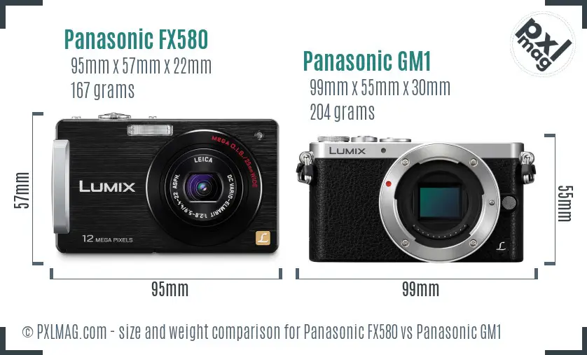 Panasonic FX580 vs Panasonic GM1 size comparison