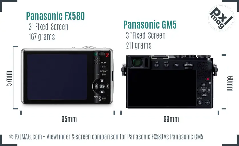 Panasonic FX580 vs Panasonic GM5 Screen and Viewfinder comparison