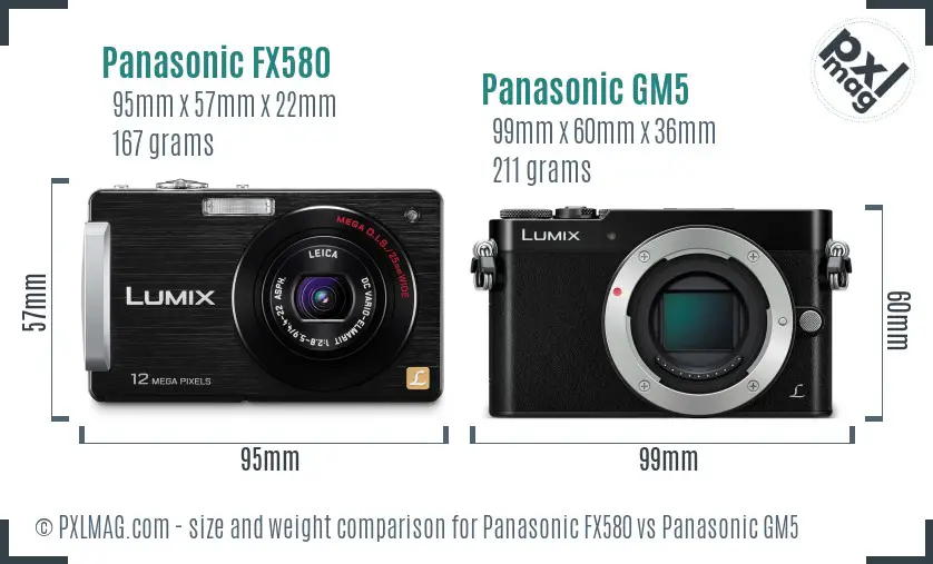 Panasonic FX580 vs Panasonic GM5 size comparison