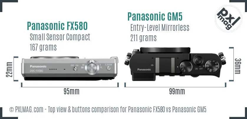 Panasonic FX580 vs Panasonic GM5 top view buttons comparison