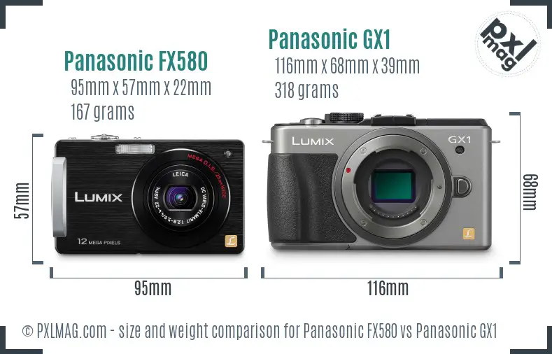 Panasonic FX580 vs Panasonic GX1 size comparison