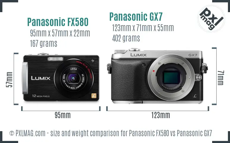 Panasonic FX580 vs Panasonic GX7 size comparison