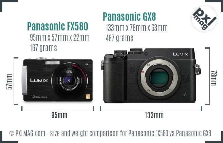 Panasonic FX580 vs Panasonic GX8 size comparison