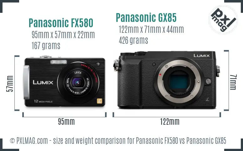 Panasonic FX580 vs Panasonic GX85 size comparison
