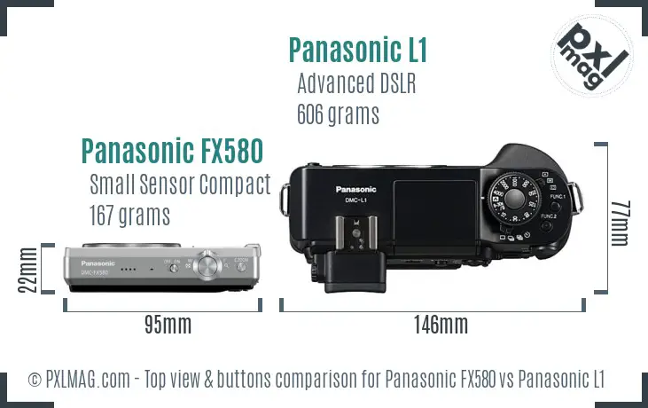 Panasonic FX580 vs Panasonic L1 top view buttons comparison