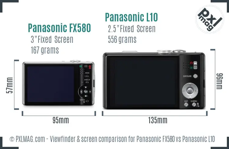Panasonic FX580 vs Panasonic L10 Screen and Viewfinder comparison