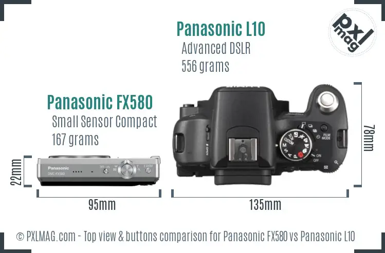 Panasonic FX580 vs Panasonic L10 top view buttons comparison