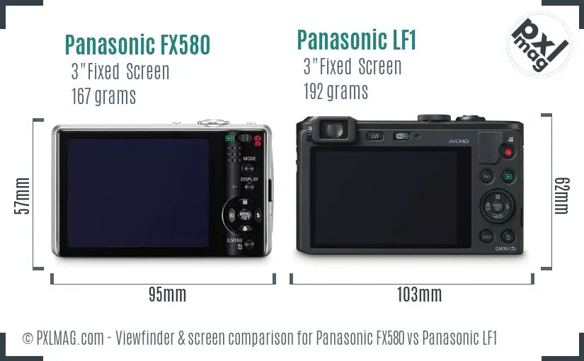 Panasonic FX580 vs Panasonic LF1 Screen and Viewfinder comparison