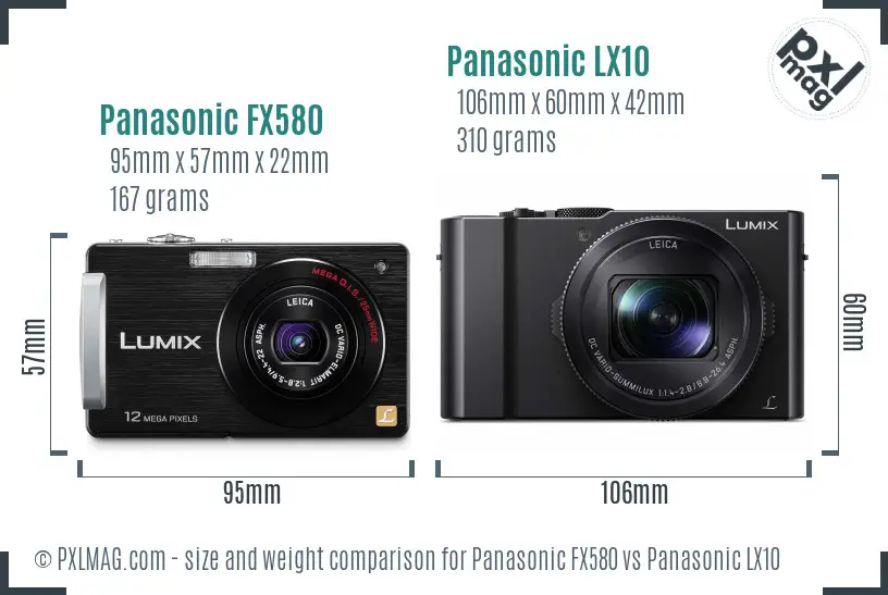Panasonic FX580 vs Panasonic LX10 size comparison