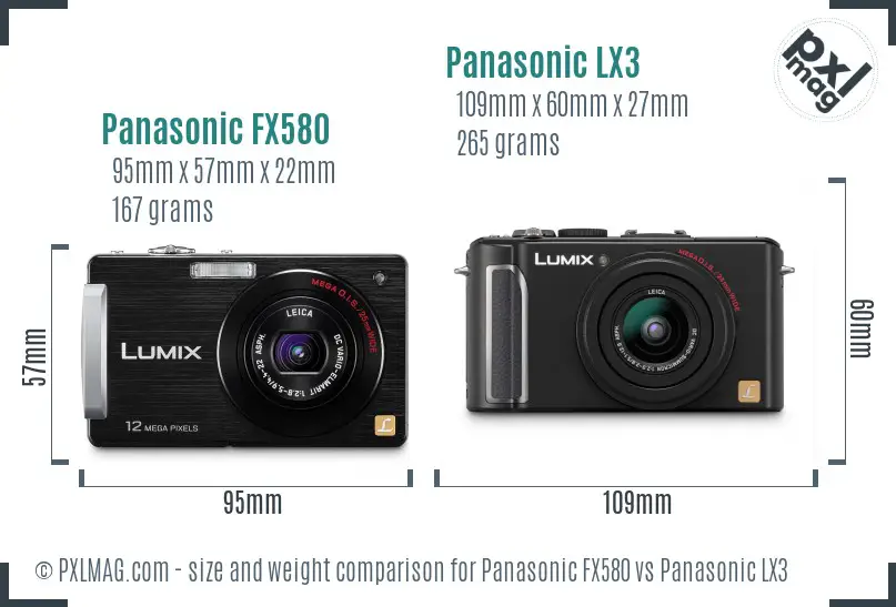 Panasonic FX580 vs Panasonic LX3 size comparison