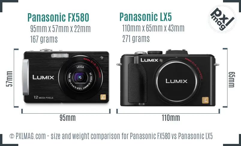 Panasonic FX580 vs Panasonic LX5 size comparison