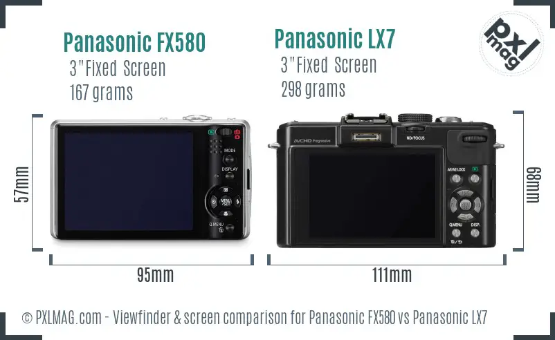 Panasonic FX580 vs Panasonic LX7 Screen and Viewfinder comparison
