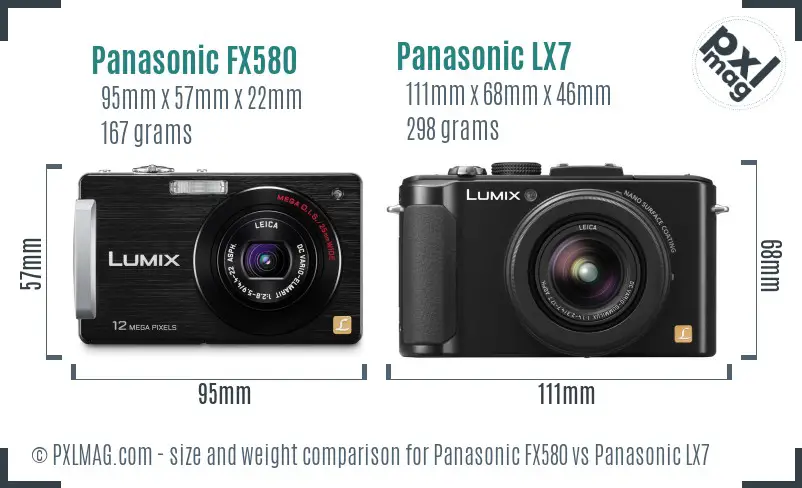 Panasonic FX580 vs Panasonic LX7 size comparison