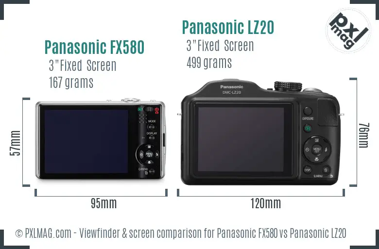 Panasonic FX580 vs Panasonic LZ20 Screen and Viewfinder comparison