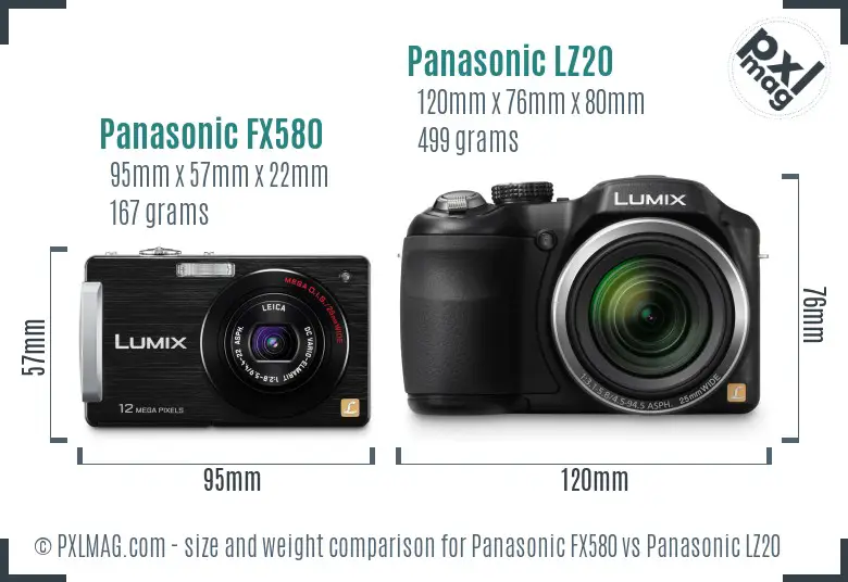 Panasonic FX580 vs Panasonic LZ20 size comparison