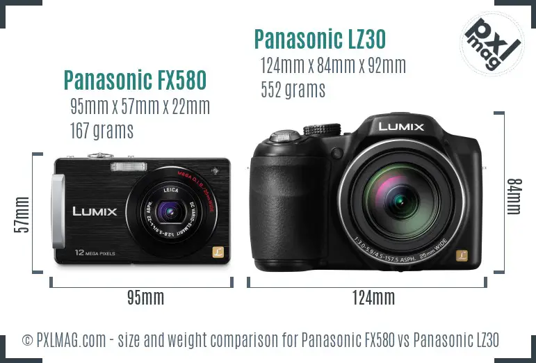 Panasonic FX580 vs Panasonic LZ30 size comparison