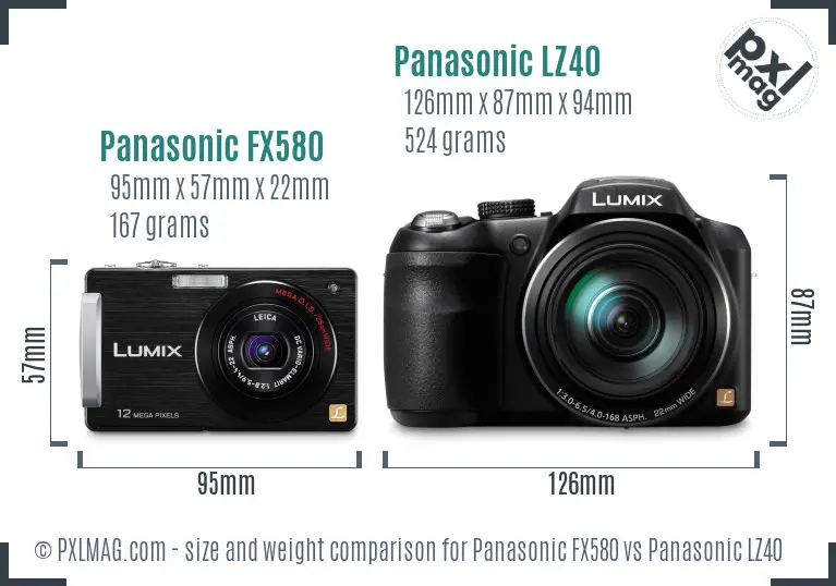 Panasonic FX580 vs Panasonic LZ40 size comparison