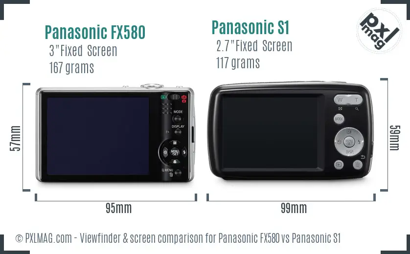 Panasonic FX580 vs Panasonic S1 Screen and Viewfinder comparison