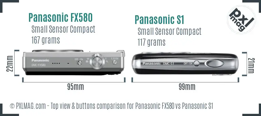 Panasonic FX580 vs Panasonic S1 top view buttons comparison
