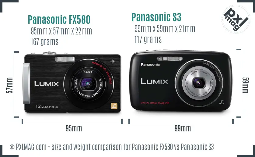 Panasonic FX580 vs Panasonic S3 size comparison