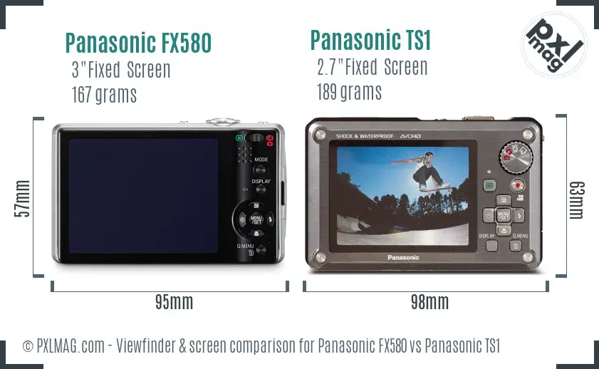 Panasonic FX580 vs Panasonic TS1 Screen and Viewfinder comparison