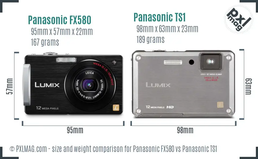 Panasonic FX580 vs Panasonic TS1 size comparison