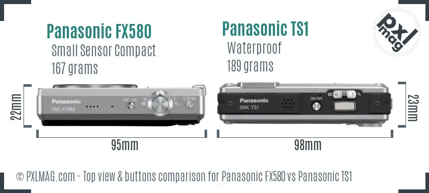 Panasonic FX580 vs Panasonic TS1 top view buttons comparison