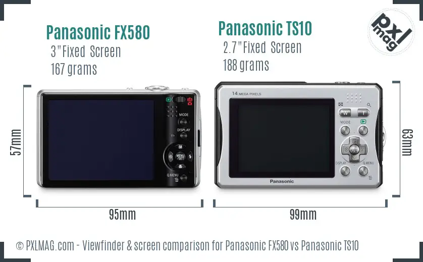 Panasonic FX580 vs Panasonic TS10 Screen and Viewfinder comparison