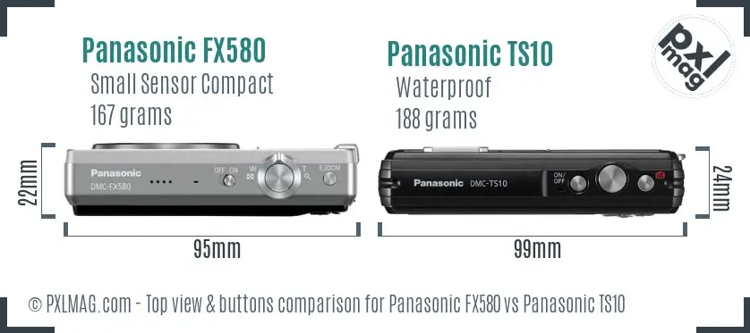 Panasonic FX580 vs Panasonic TS10 top view buttons comparison