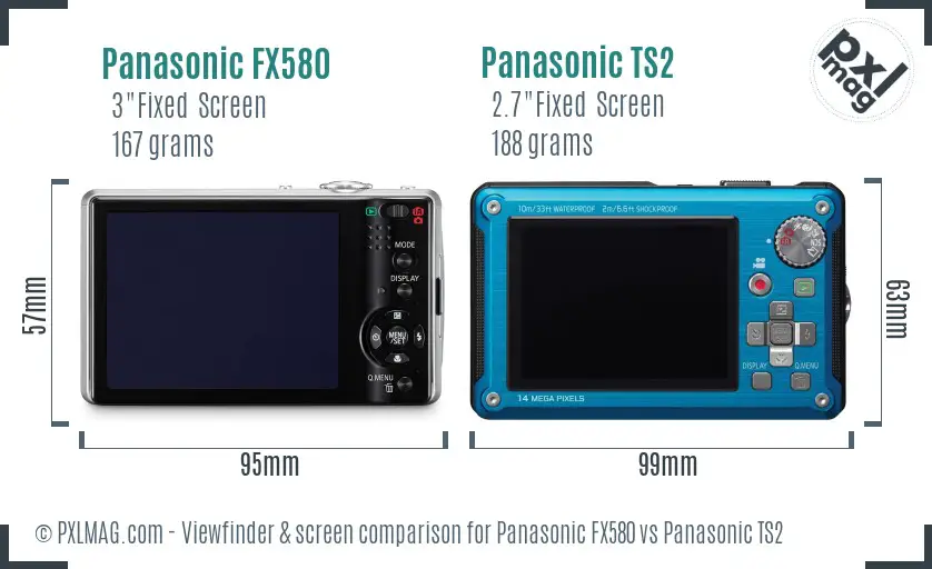 Panasonic FX580 vs Panasonic TS2 Screen and Viewfinder comparison