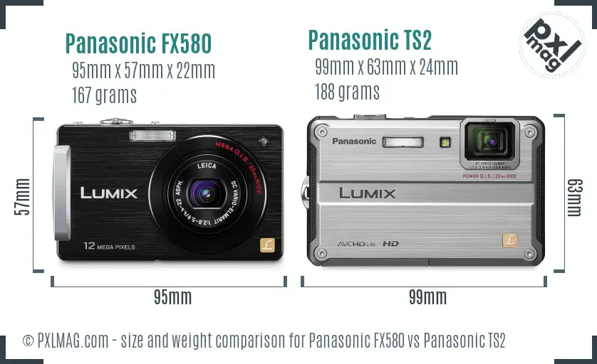 Panasonic FX580 vs Panasonic TS2 size comparison