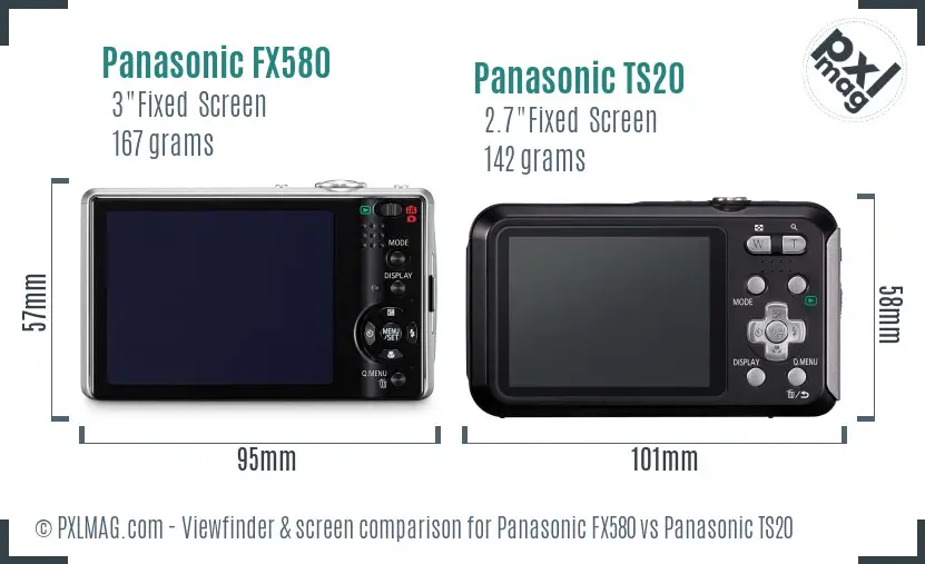 Panasonic FX580 vs Panasonic TS20 Screen and Viewfinder comparison