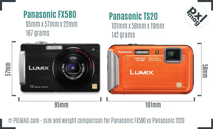 Panasonic FX580 vs Panasonic TS20 size comparison