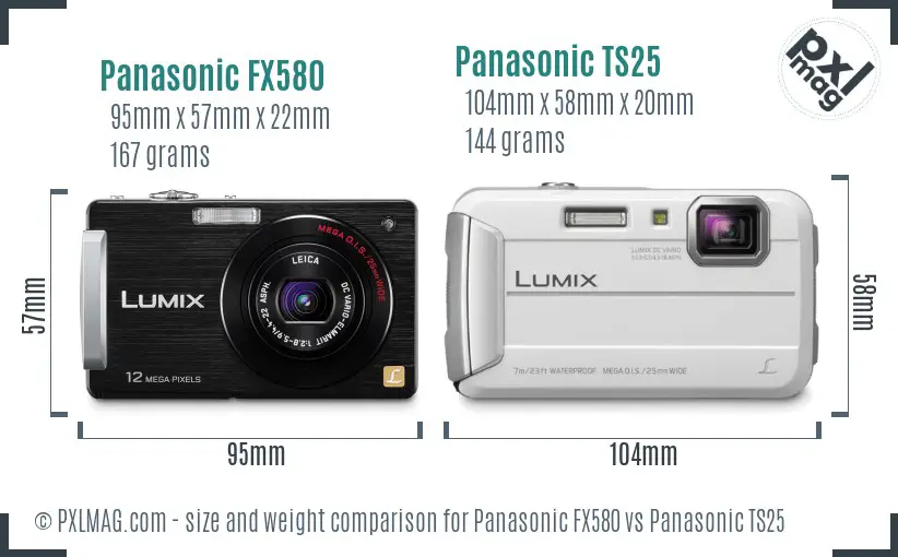 Panasonic FX580 vs Panasonic TS25 size comparison