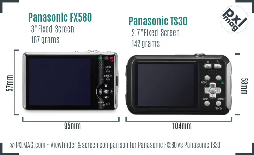 Panasonic FX580 vs Panasonic TS30 Screen and Viewfinder comparison