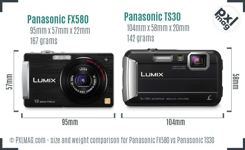 Panasonic FX580 vs Panasonic TS30 size comparison