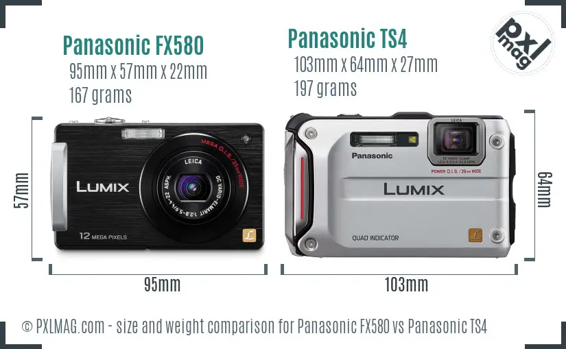 Panasonic FX580 vs Panasonic TS4 size comparison
