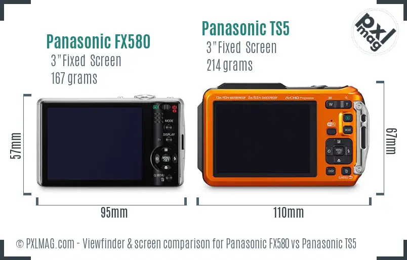 Panasonic FX580 vs Panasonic TS5 Screen and Viewfinder comparison