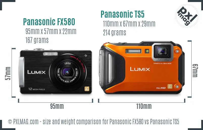 Panasonic FX580 vs Panasonic TS5 size comparison