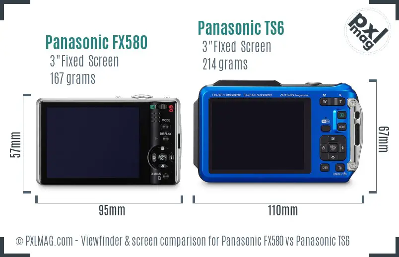 Panasonic FX580 vs Panasonic TS6 Screen and Viewfinder comparison