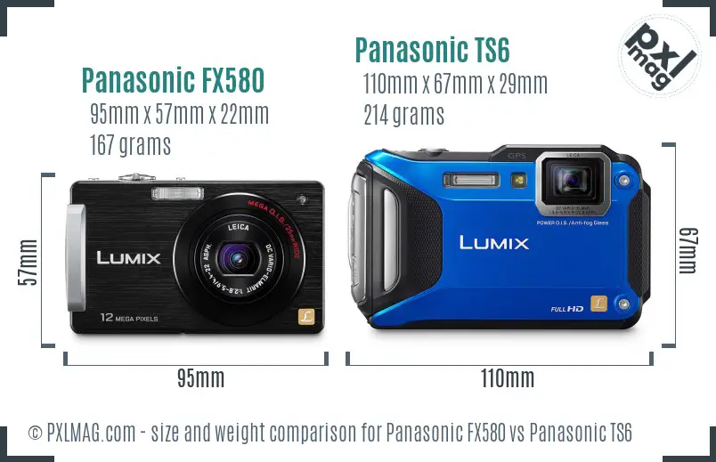 Panasonic FX580 vs Panasonic TS6 size comparison