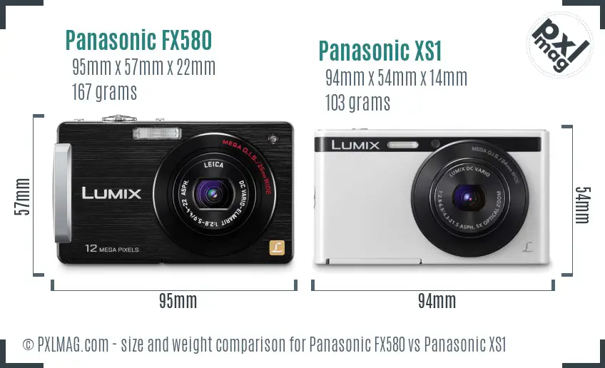 Panasonic FX580 vs Panasonic XS1 size comparison