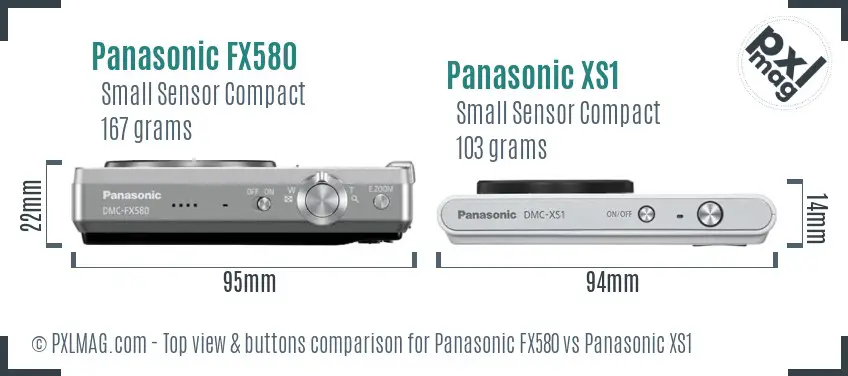 Panasonic FX580 vs Panasonic XS1 top view buttons comparison