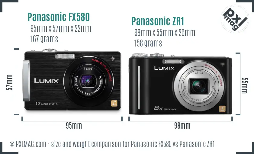Panasonic FX580 vs Panasonic ZR1 size comparison