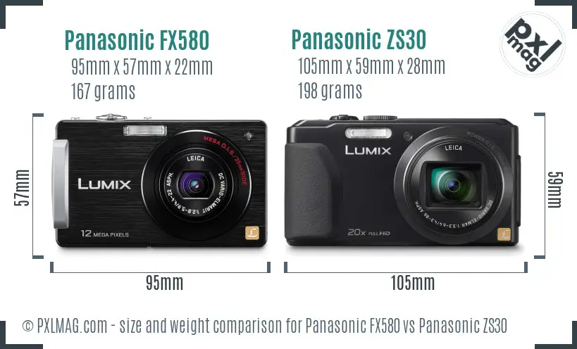 Panasonic FX580 vs Panasonic ZS30 size comparison