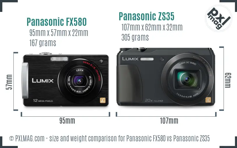 Panasonic FX580 vs Panasonic ZS35 size comparison