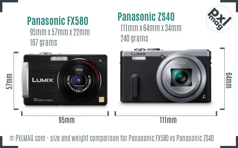 Panasonic FX580 vs Panasonic ZS40 size comparison