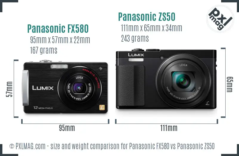 Panasonic FX580 vs Panasonic ZS50 size comparison