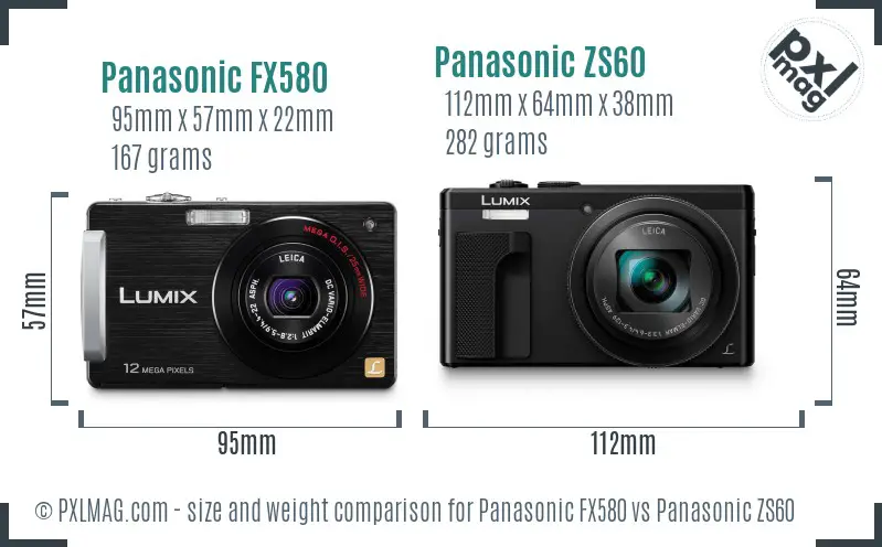 Panasonic FX580 vs Panasonic ZS60 size comparison
