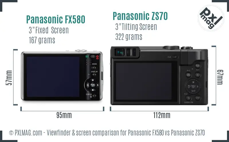 Panasonic FX580 vs Panasonic ZS70 Screen and Viewfinder comparison